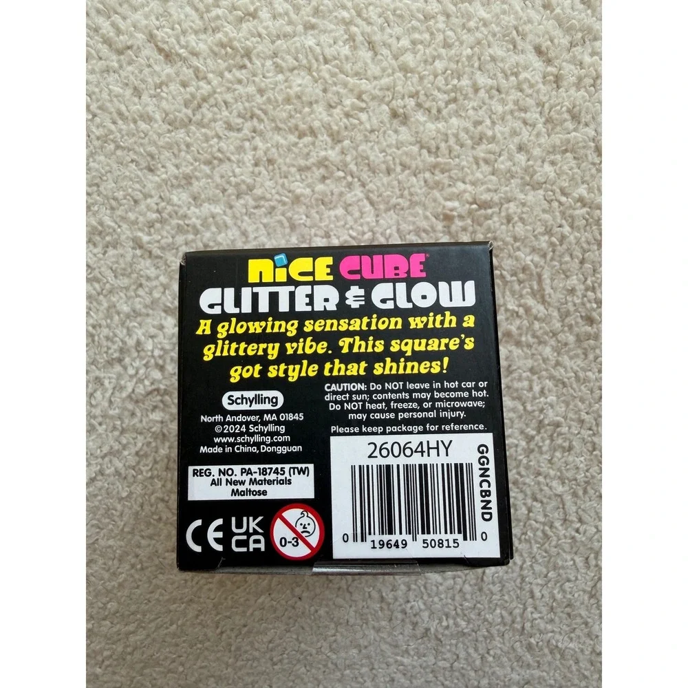 Schylling NeeDoh Nice Cube Glitter and Glow Pink Squishy Sensory Toy GGNCBND NEW